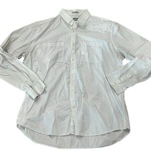 Express Men's White Patterned Button Down Shirt